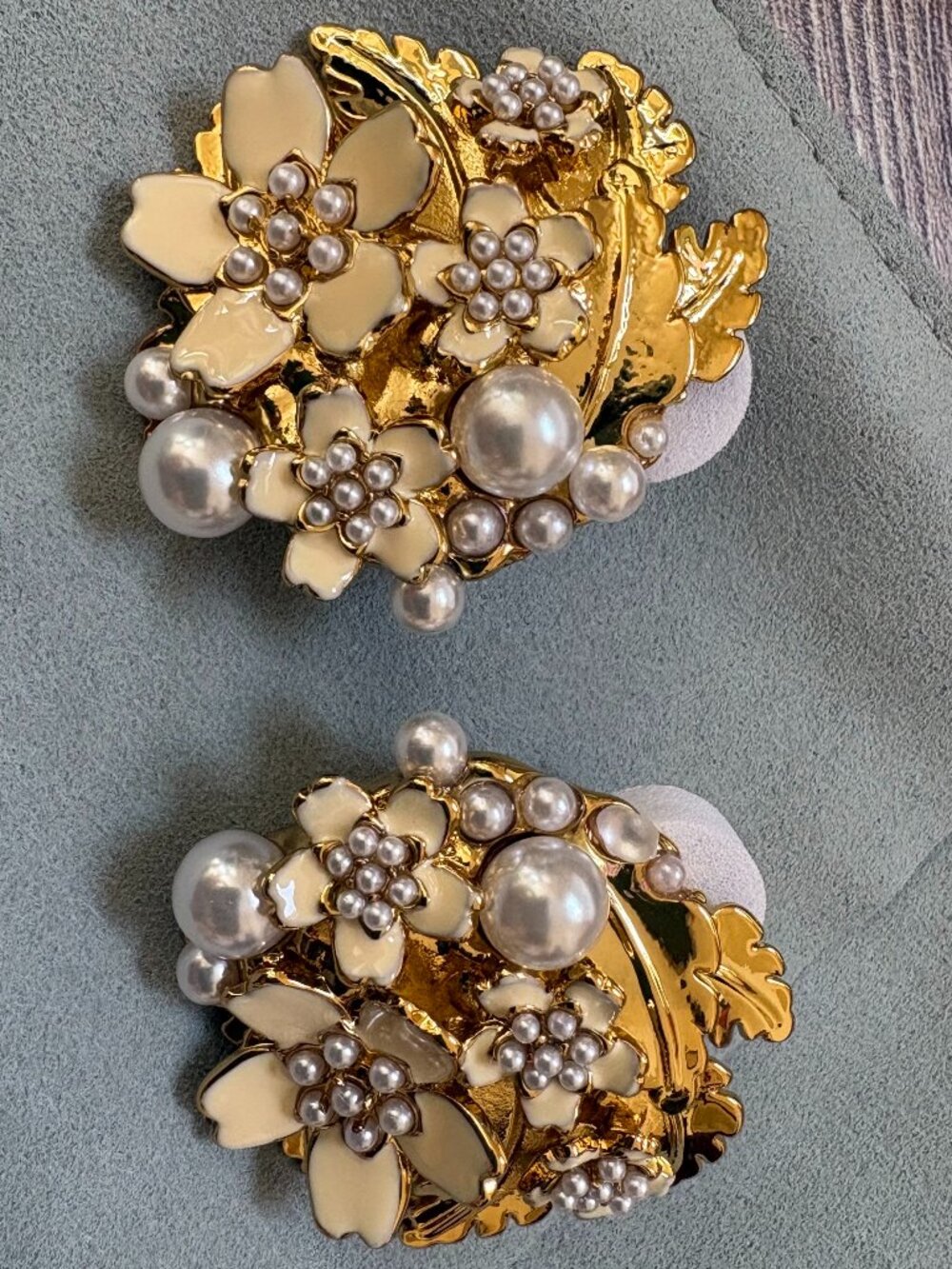 Mestiza New York Gold Tone Gilded Sampaguita Cluster Earrings